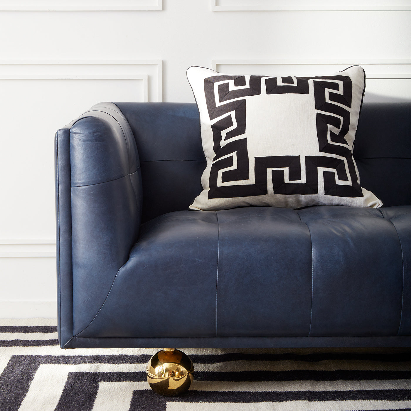 claridge sofa oxford blue monterey occasional table living room - styled top view