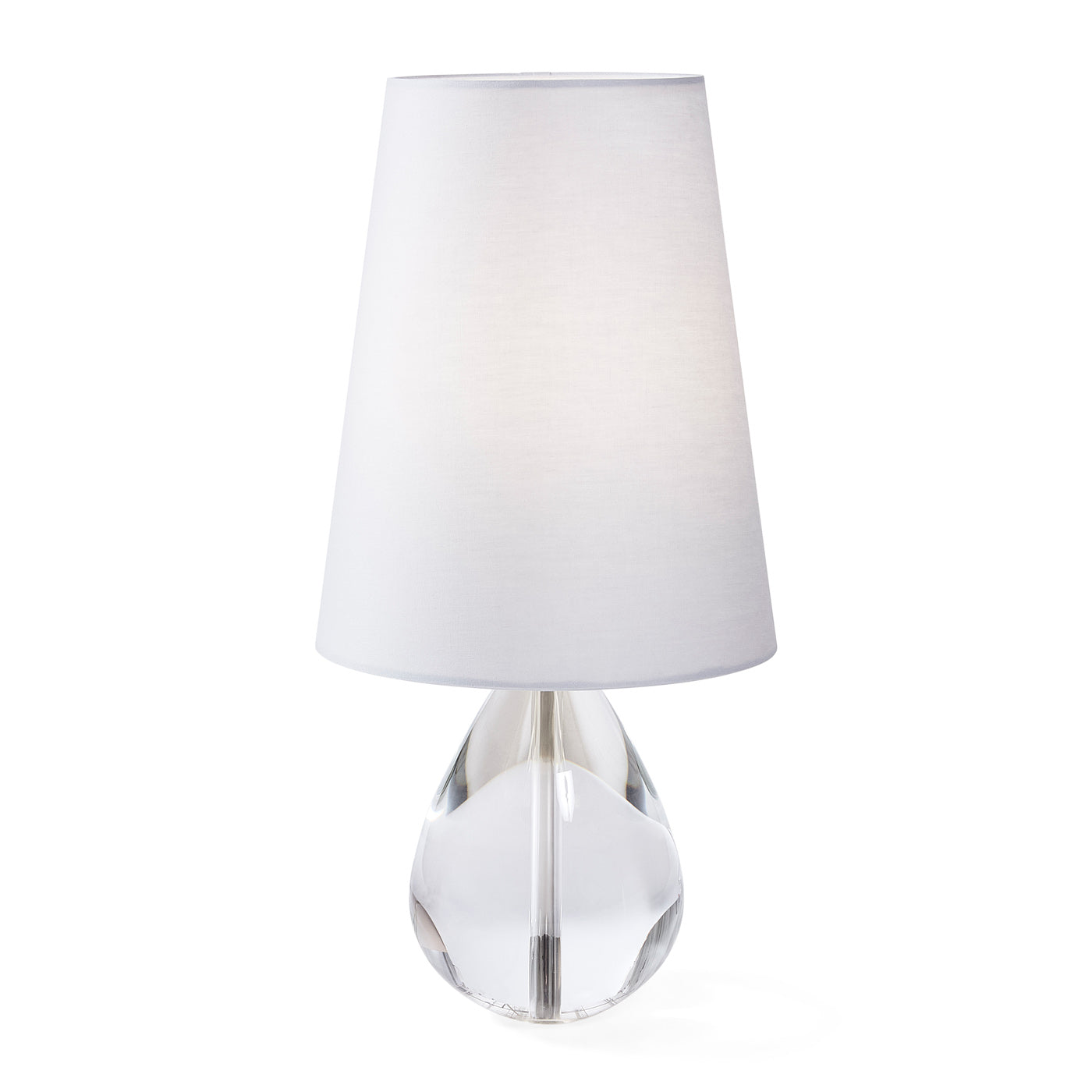 claridge teardrop table lamp lead crystal nickel - front view