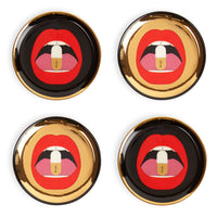 full dose coasters porcelain black red gold - view 1