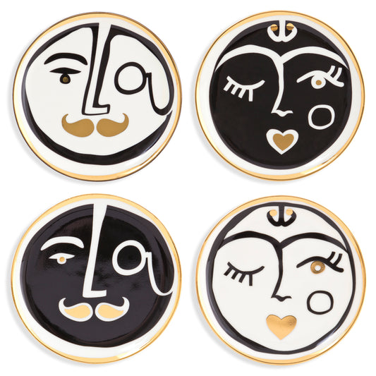 marseilles coasters porcelain black white gold - view 1