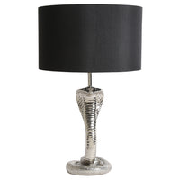cobra table lamp nickel shade silk black - front view