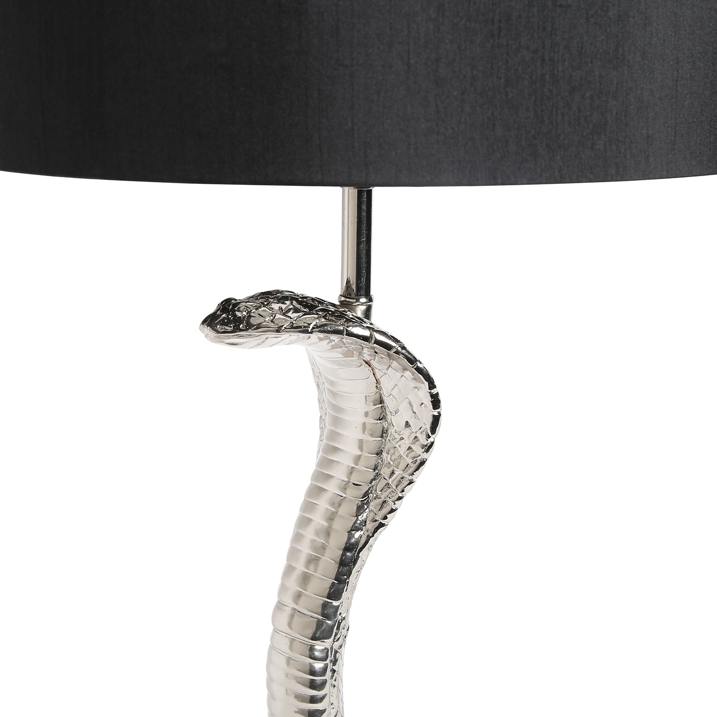 cobra table lamp nickel shade silk black - detail view