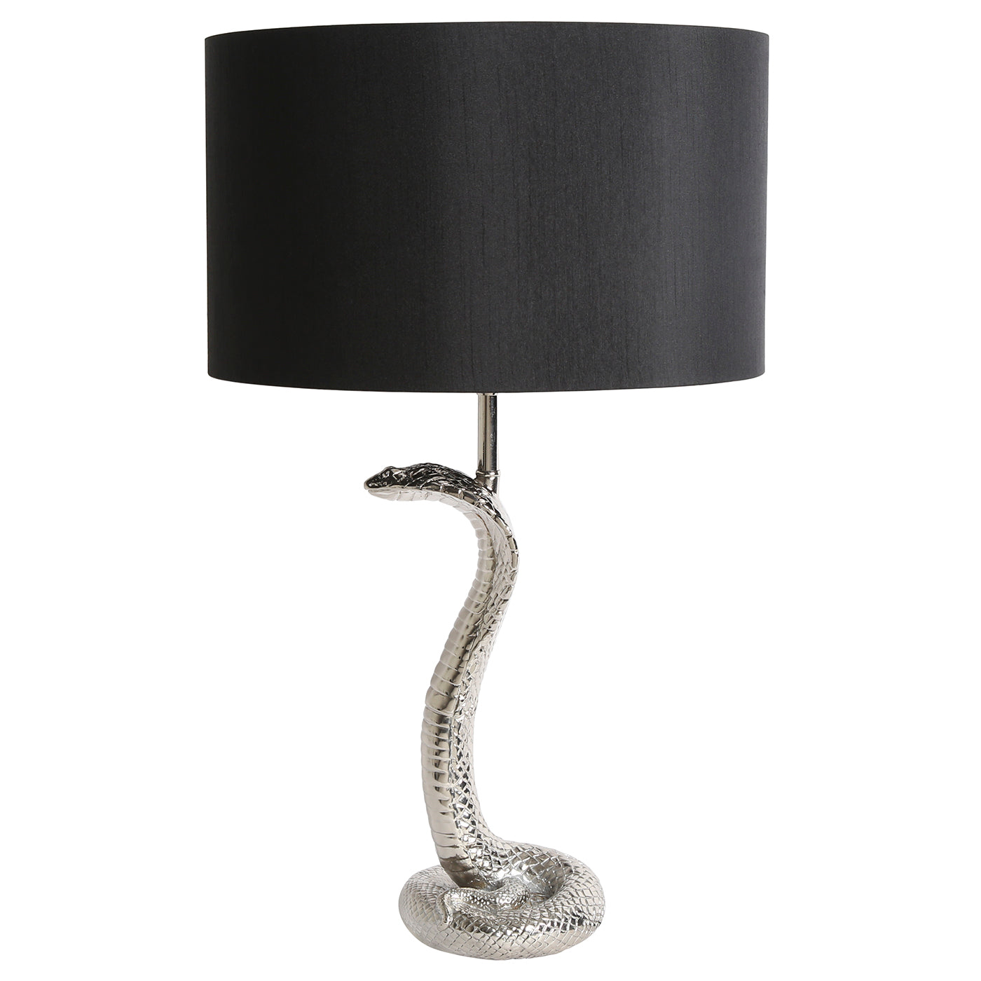 cobra table lamp nickel shade silk black - side view