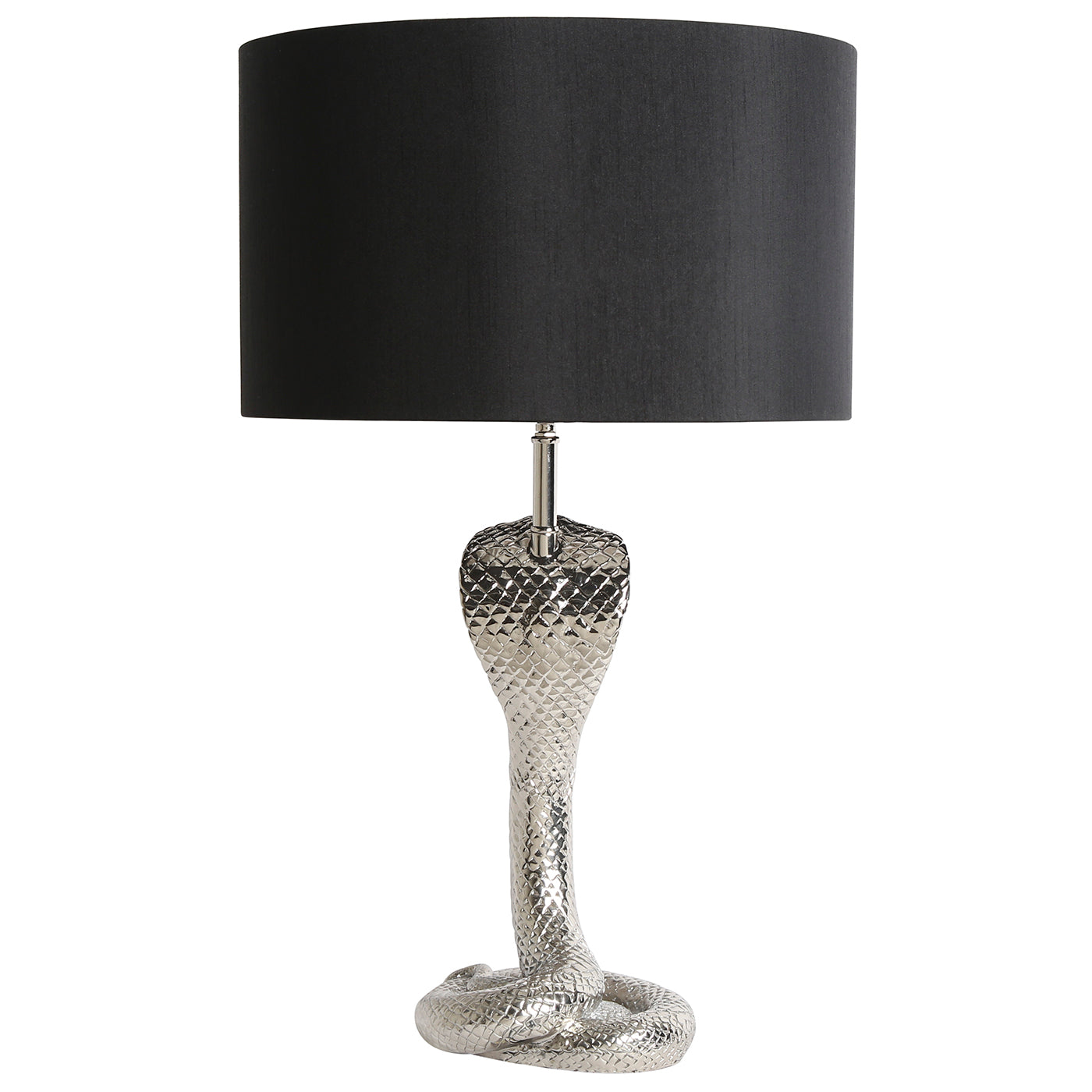 cobra table lamp nickel shade silk black - back view