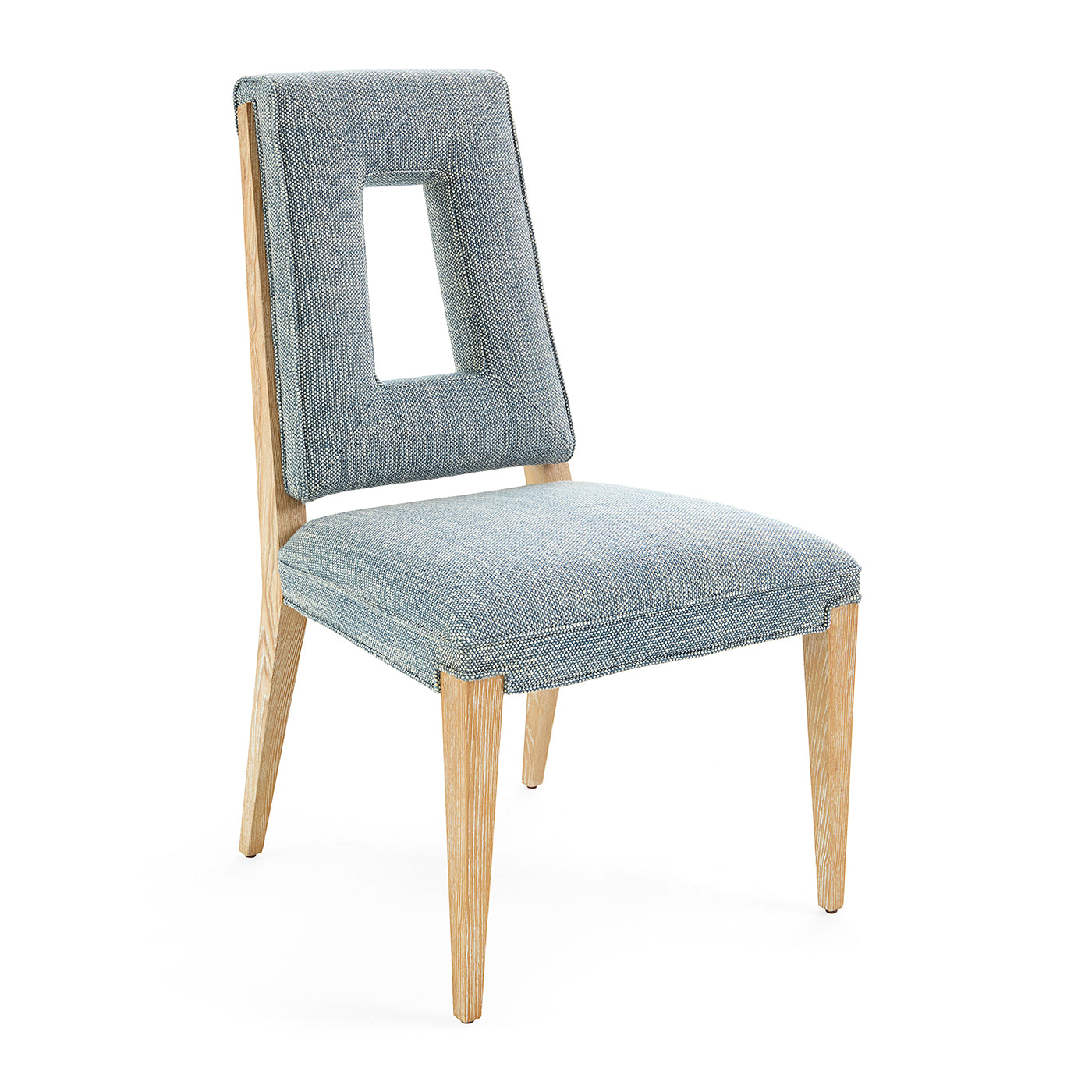 Chair with gray upholstered backrest and seat on a white background