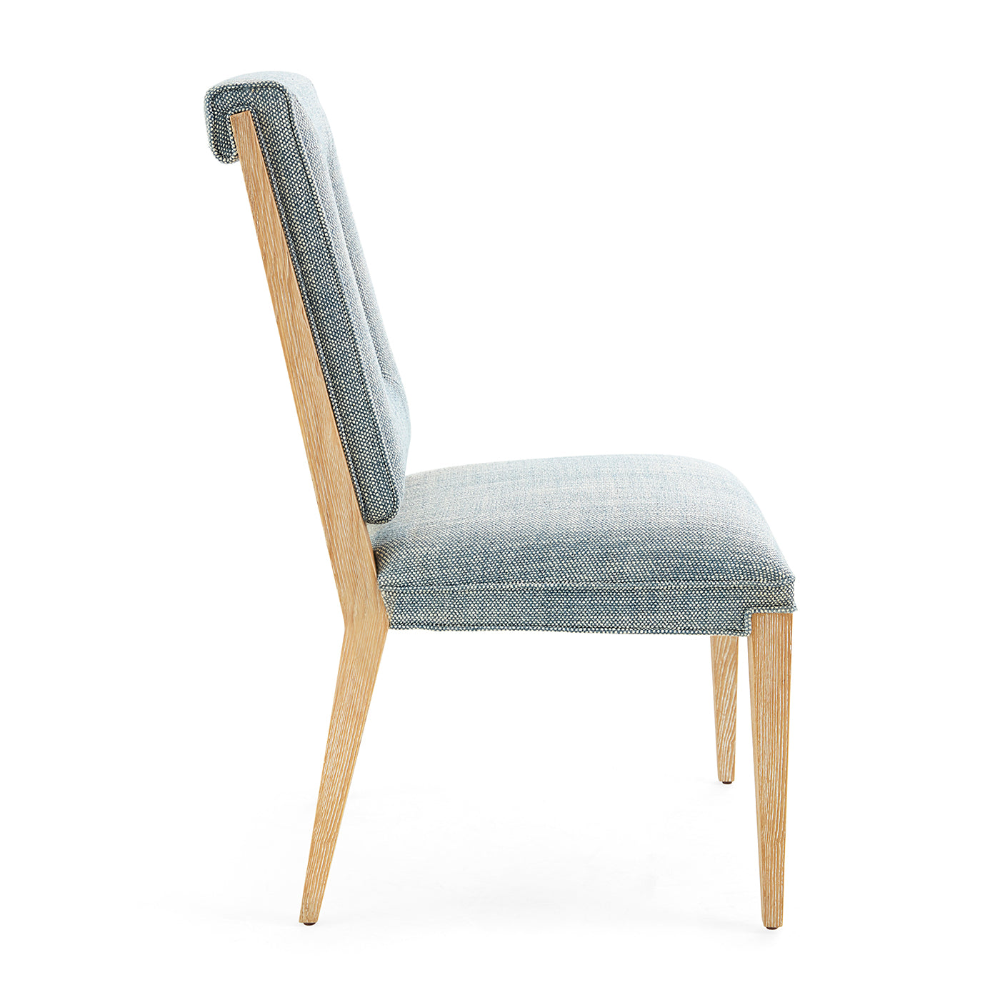 Chair with gray upholstered seat and backrest on a white background