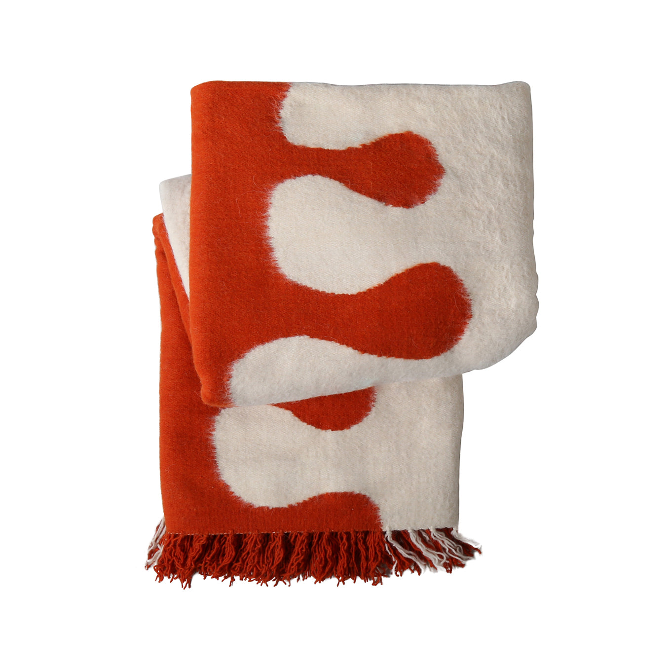 brushed alpaca amoeba throw orange natural - folded view 1
