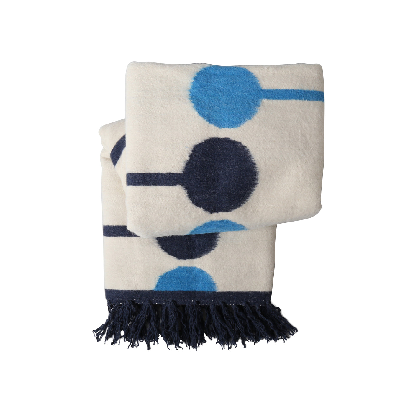 brushed alpaca droplet throw blue - folded view 1