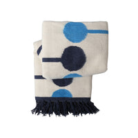 brushed alpaca droplet throw blue - folded view 1