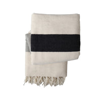 brushed alpaca mondrian throw black natural - folded view 1
