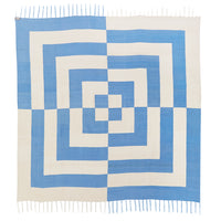 brushed alpaca op art coverlet blue natural - folded view 1