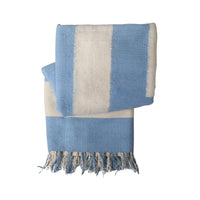 brushed alpaca op art throw blue - folded view 1