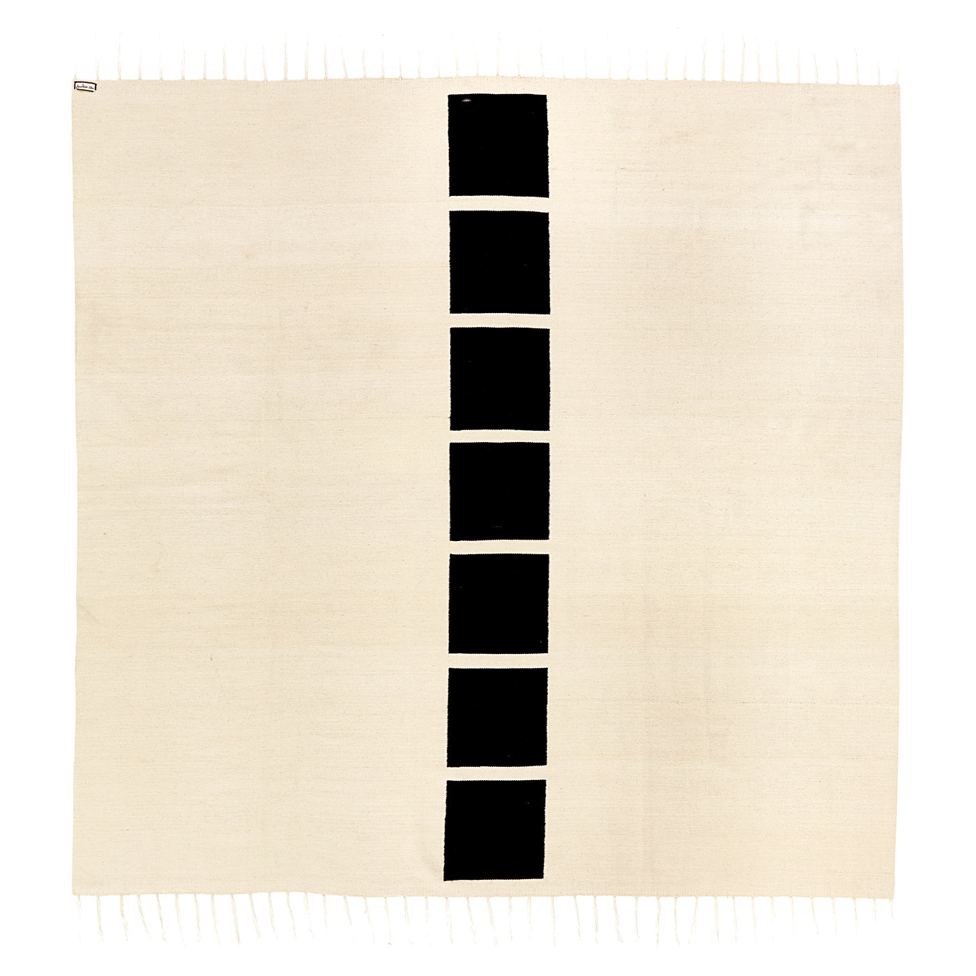 brushed alpaca squares coverlet black natural - folded view 1