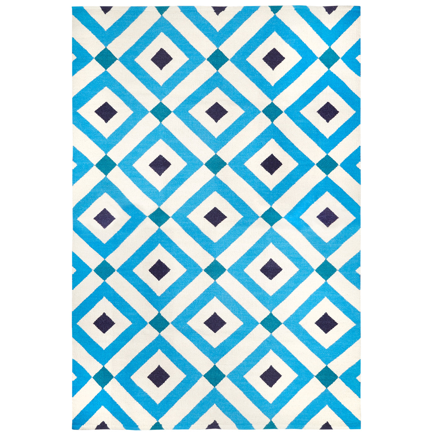 crawford reversible peruvian flat weave rug blue 8x10 - front view