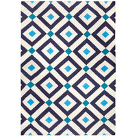 crawford reversible peruvian flat weave rug camel navy - front view