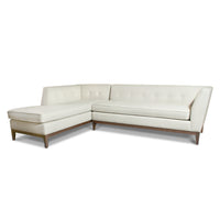 danner sectional left arm facing taingiers sand linen walnut base - angle view