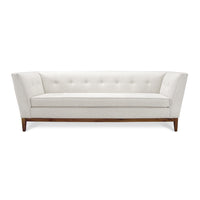 danner sofa tangiers sand linen walnut base - front view