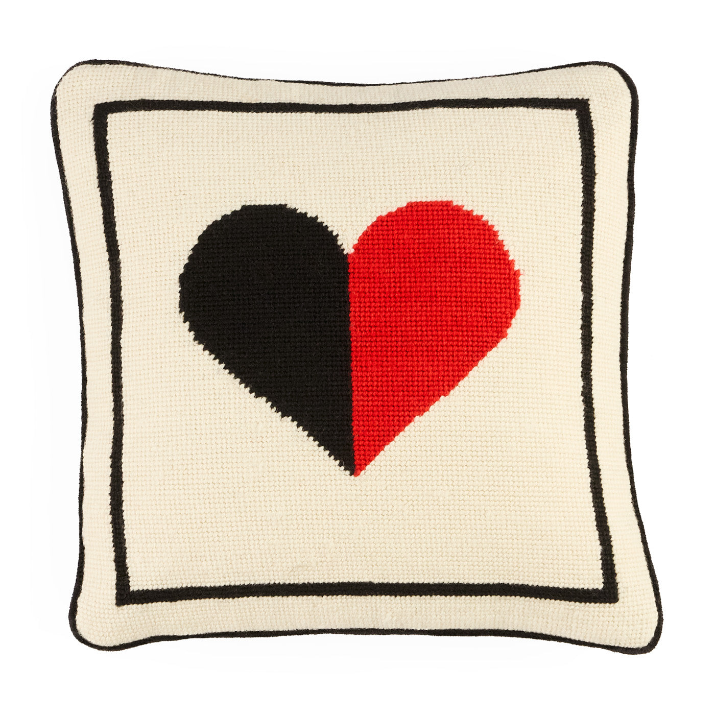 Hearts Needlepoint Pillow in Wool and Velvet | Jonathan Adler