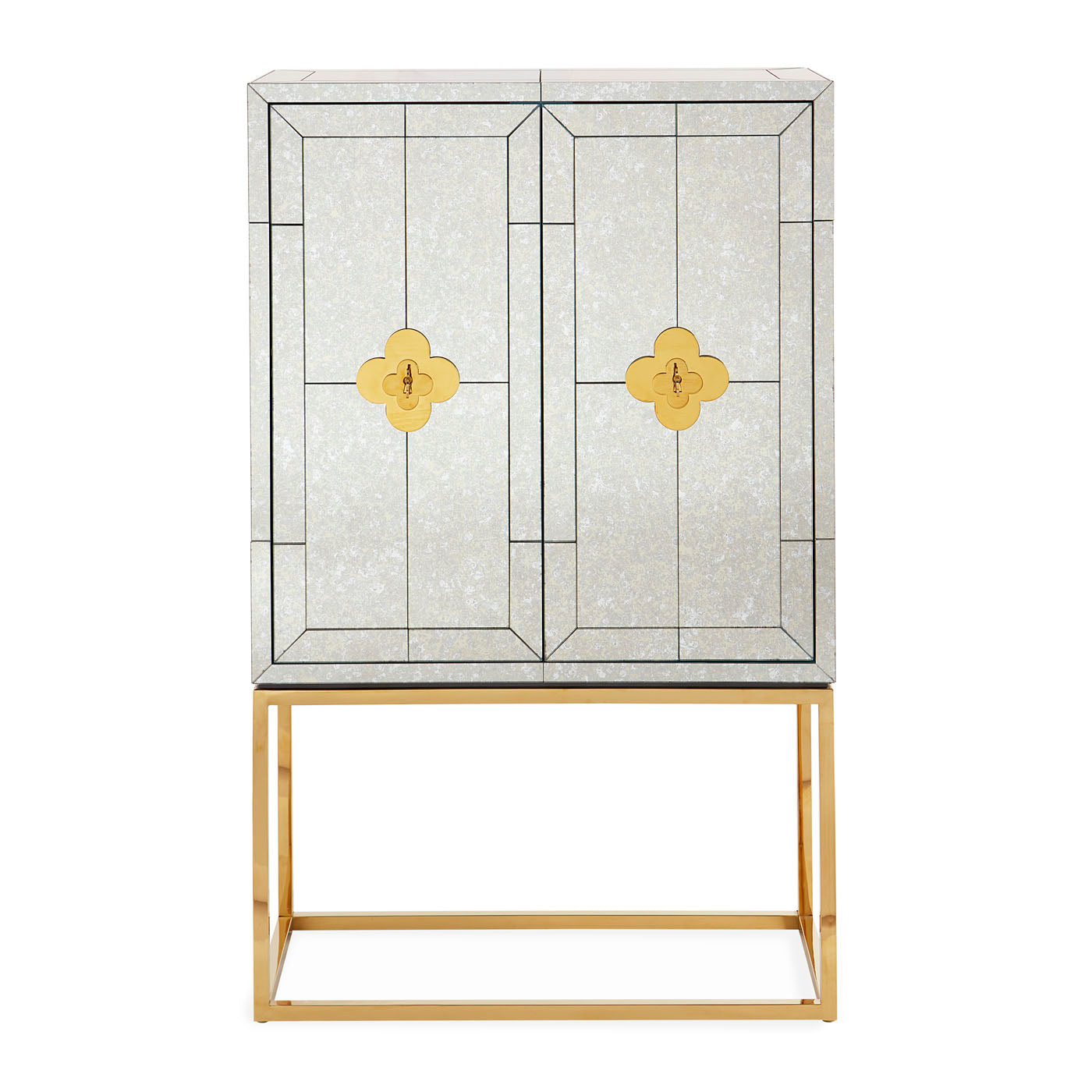 delphine bar antiqued mirror glass brass frame - angle view