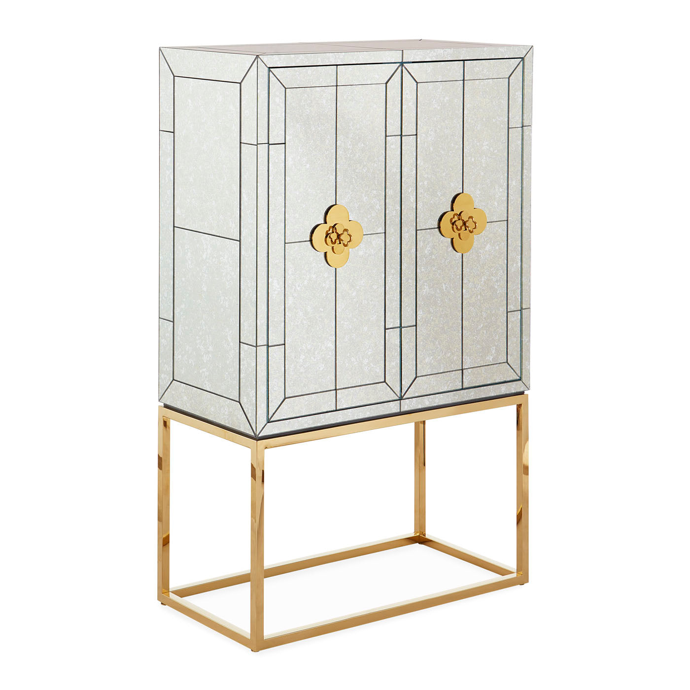 delphine bar antiqued mirror glass brass frame - detail view 1