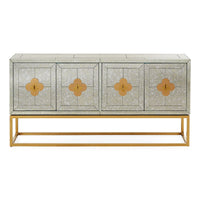 delphine credenza with rider accent chair - styled view