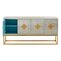 delphine credenza antiqued mirror brass frame - angle view