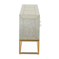 delphine credenza antiqued mirror brass frame - details view