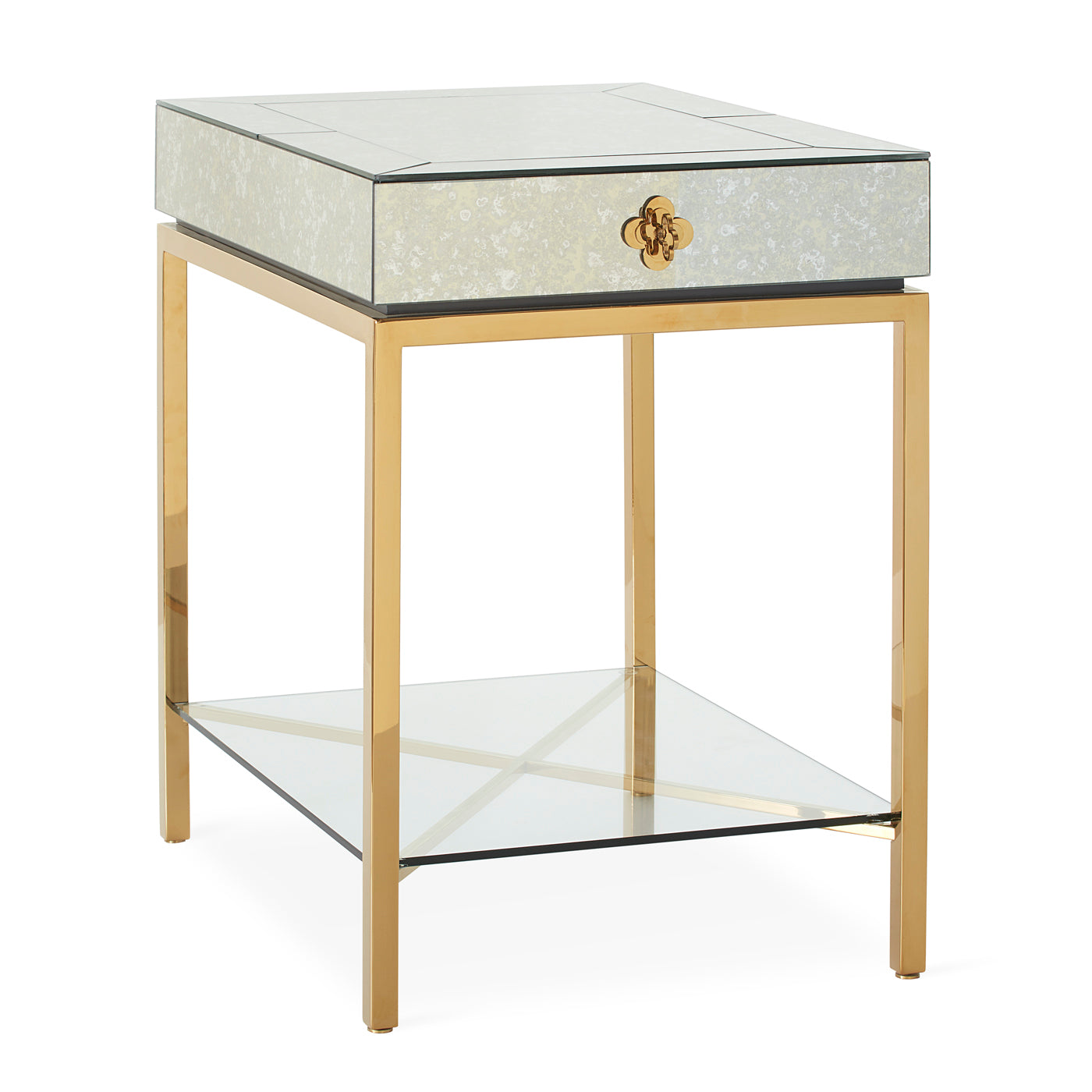 Delphine Tall Side Table in Brass and Glass | Jonathan Adler