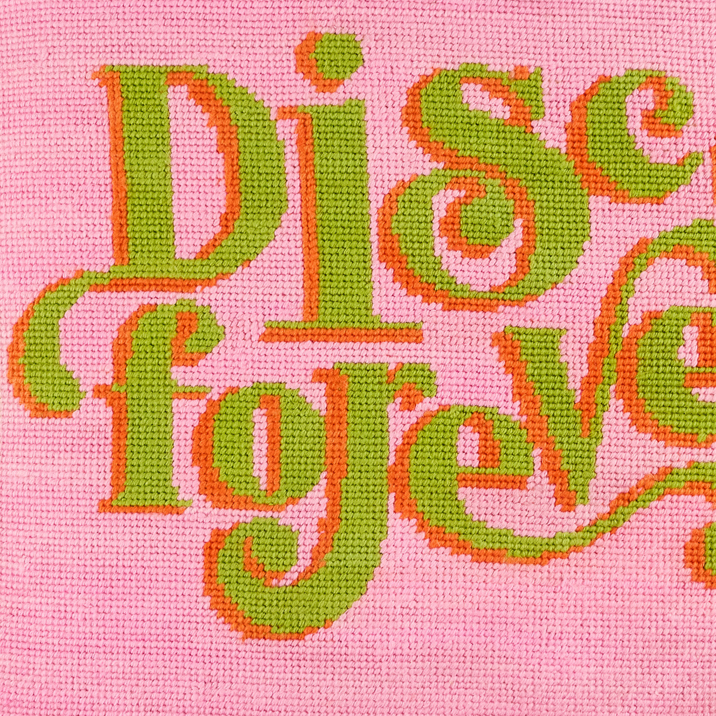 Disco Forever Needlepoint Pillow - details view
