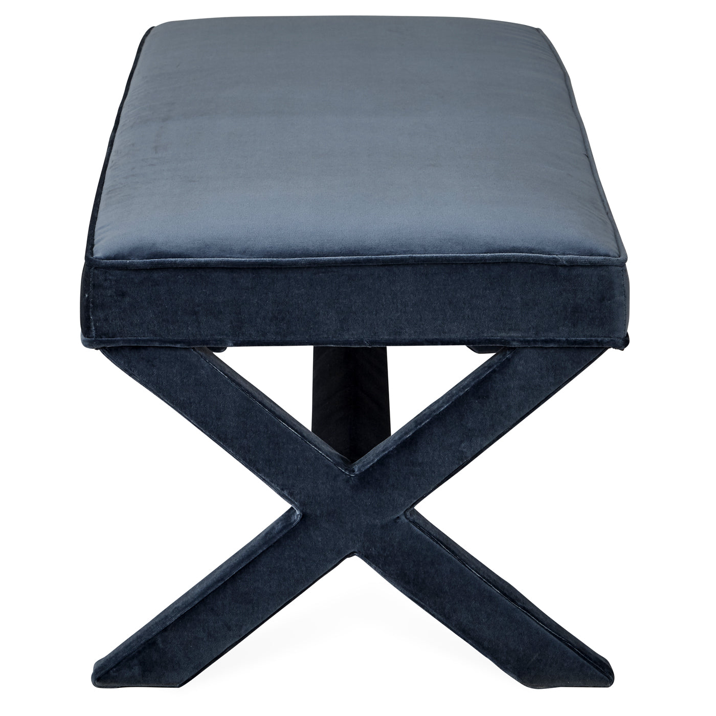 double x-bench venice mariner velvet - side view
