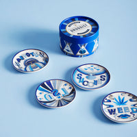druggist coasters porcelain blue gold 4