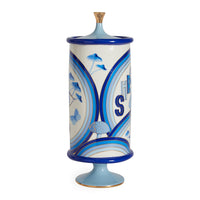 druggist shroom canister porcelain blue accents gold - view 3
