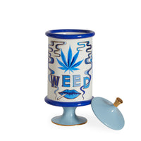 druggist weed canister porcelain blue accents gold - view 4