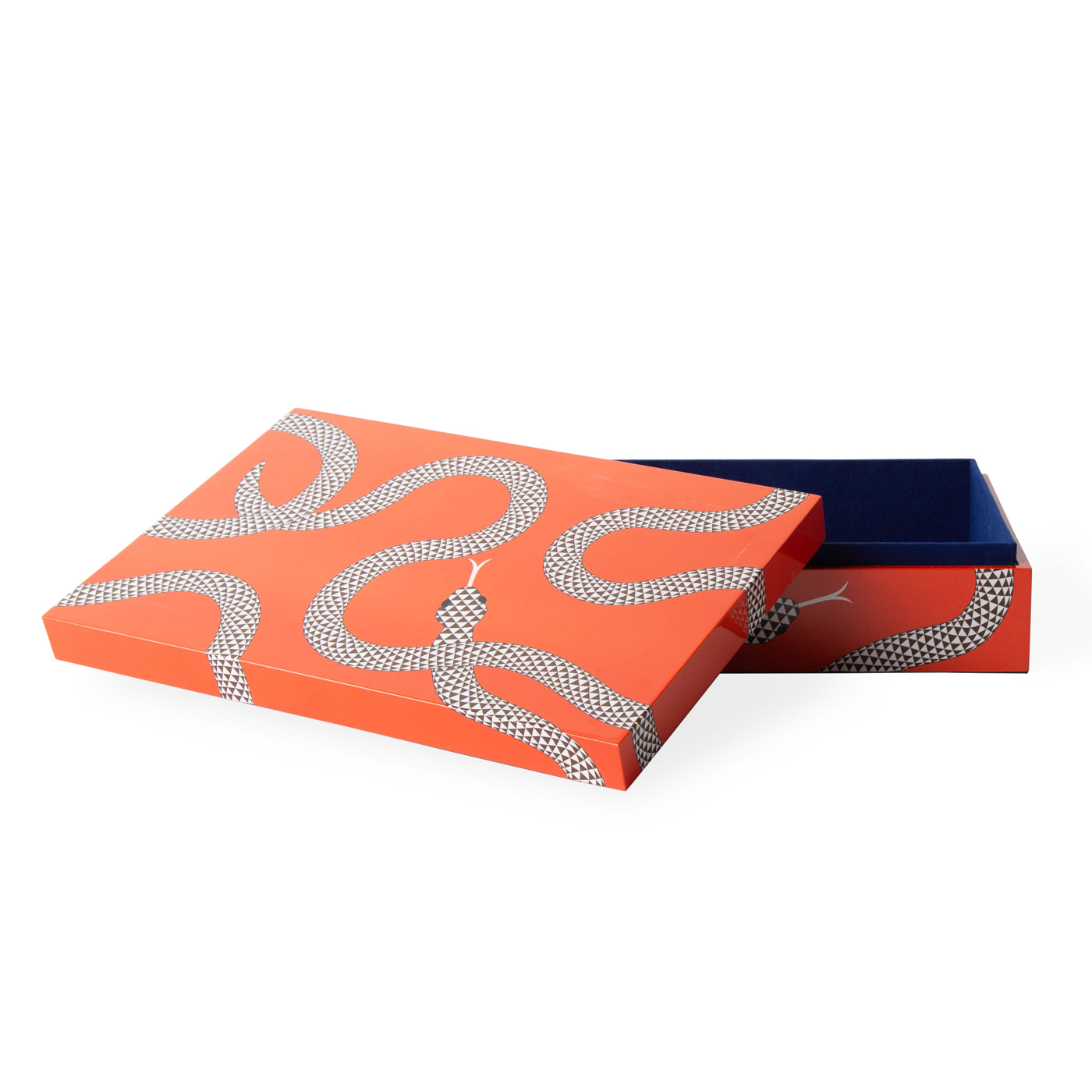 eden lacqer boxes snake orange stacked open - angle view