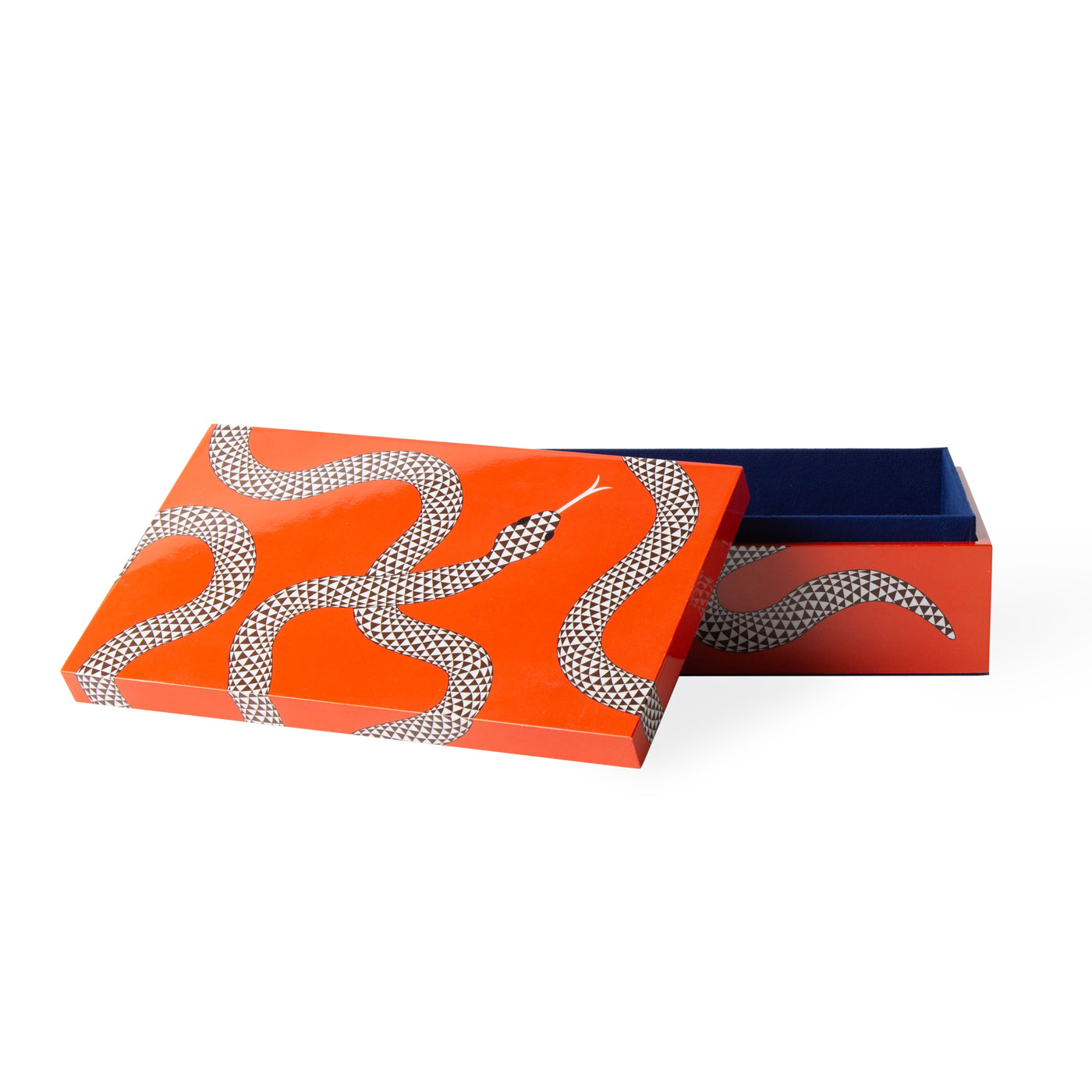 eden lacquer boxes snake orange stacked - front view