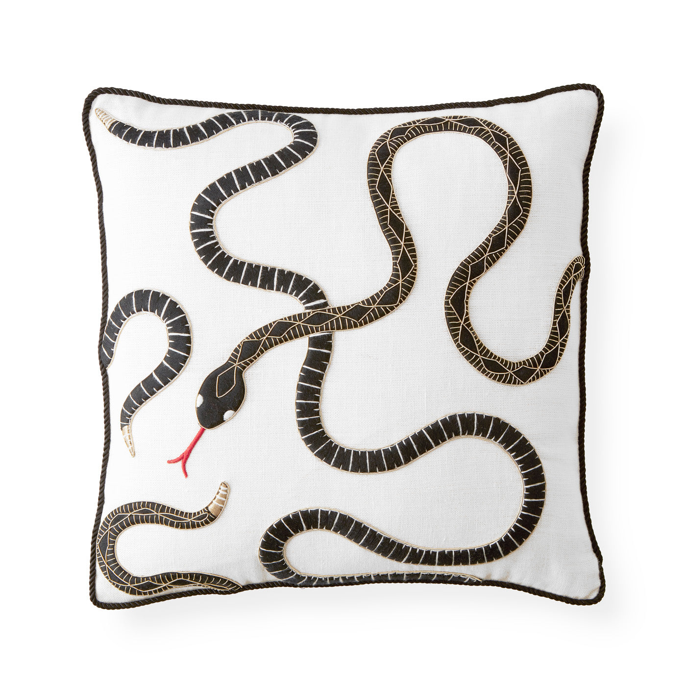 eden square pillow black and white - front view