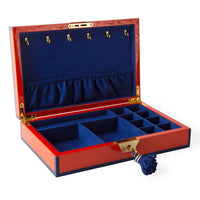 eden jewelry box snake lacquer orange navy open - angle view