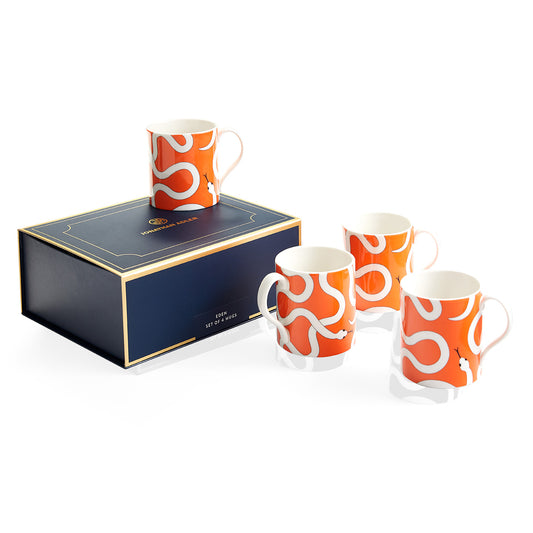 eden mug set porcelain orange with box - styled view