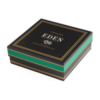 Eden packaging box with black and green design on a white background