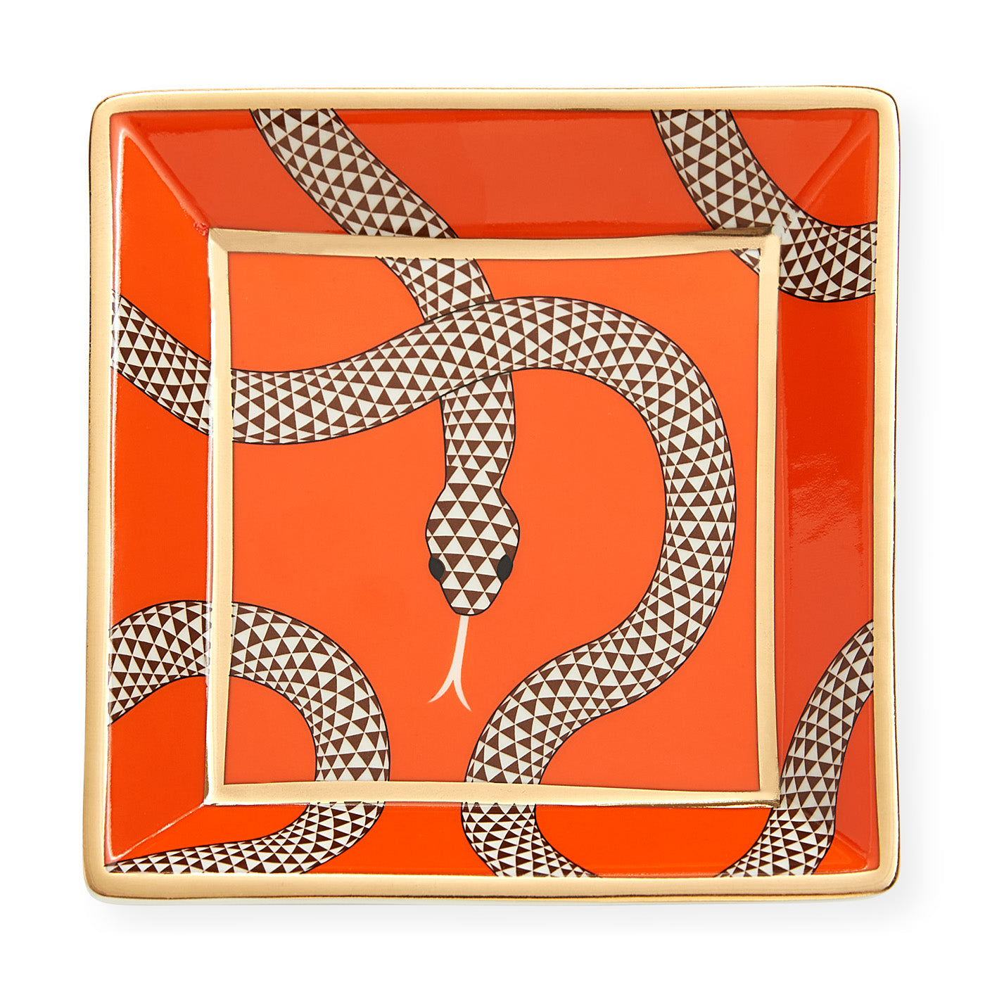 eden square tray porcelain orange - front view