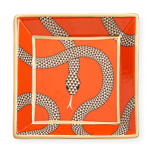 eden square tray porcelain orange - front view