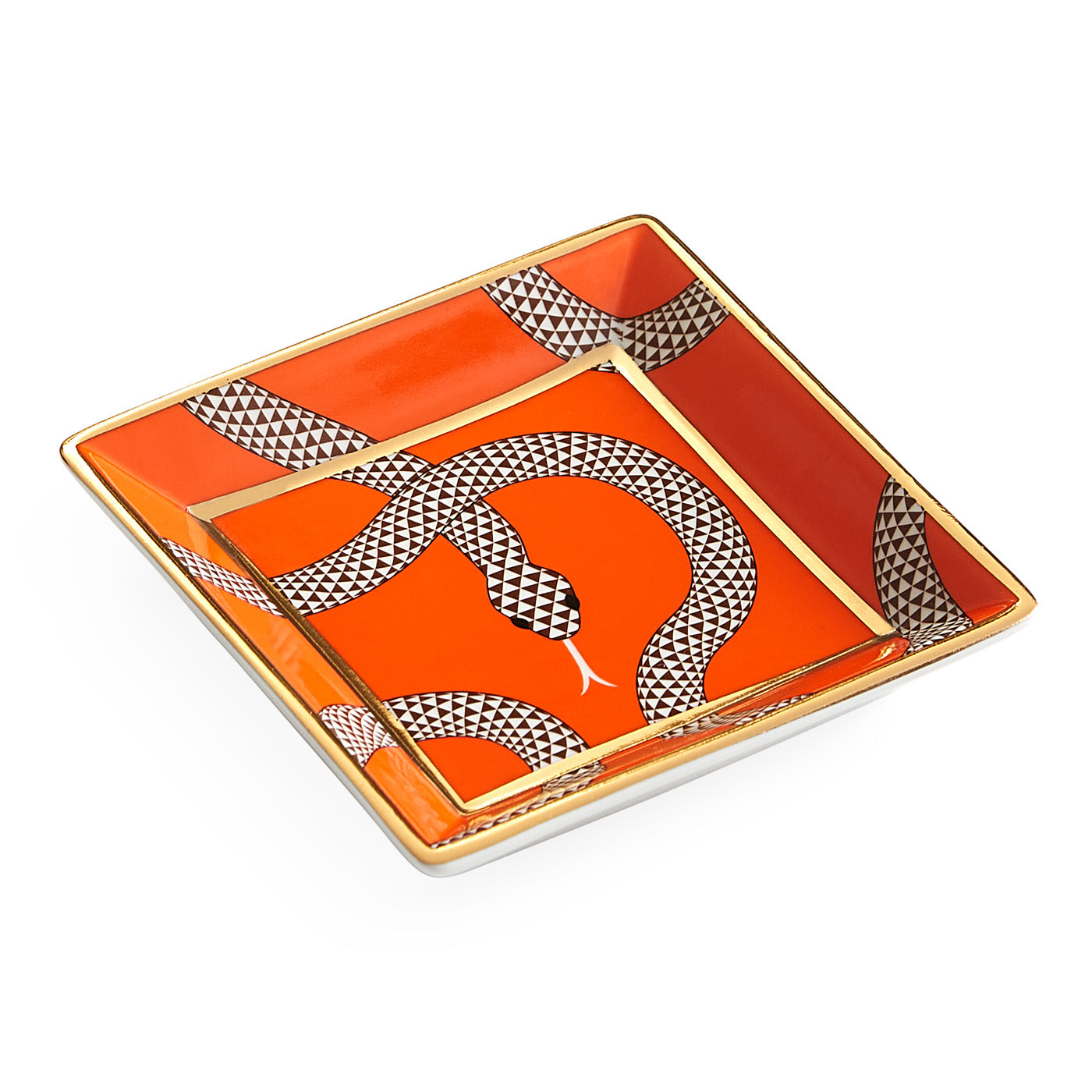 eden square tray porcelain orange - angle view