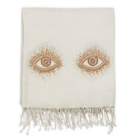 muse eyes embellished throw merino wool glass beads gold - front view