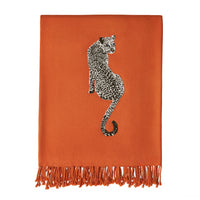 leopard embellished throw beaded wool - folded view