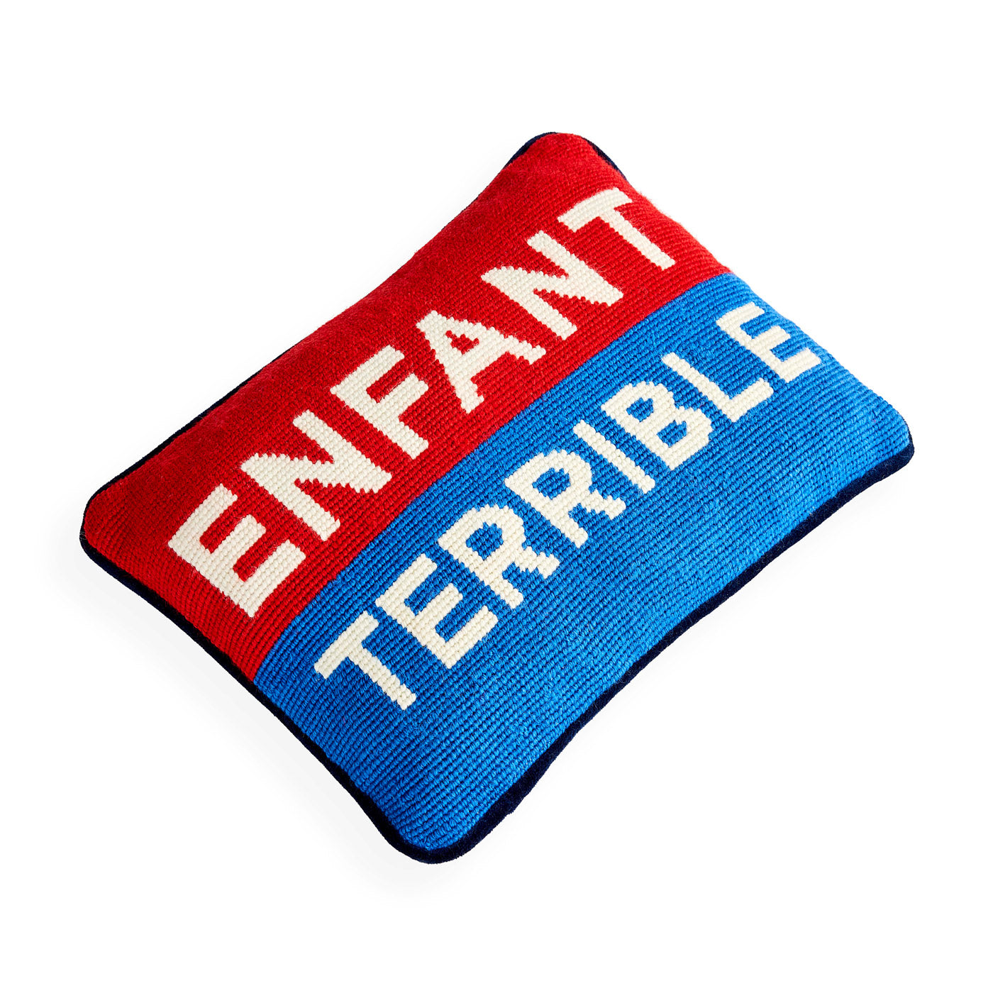 Enfant Terrible Needlepoint Pillow - details view