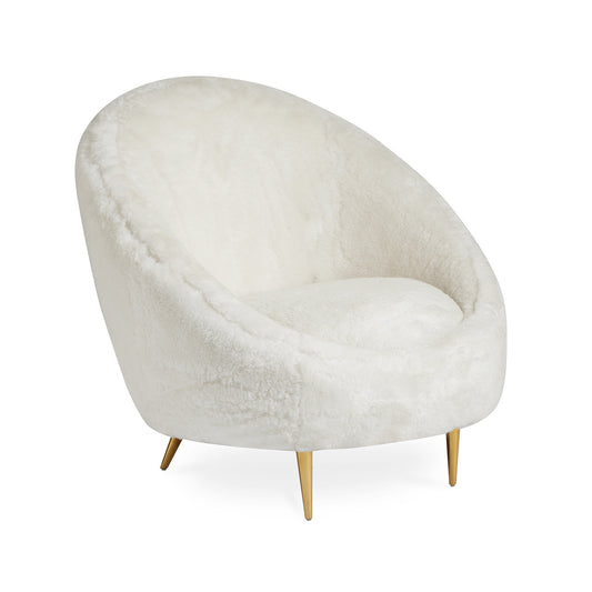 ether chair shearling white brass legs - angle view