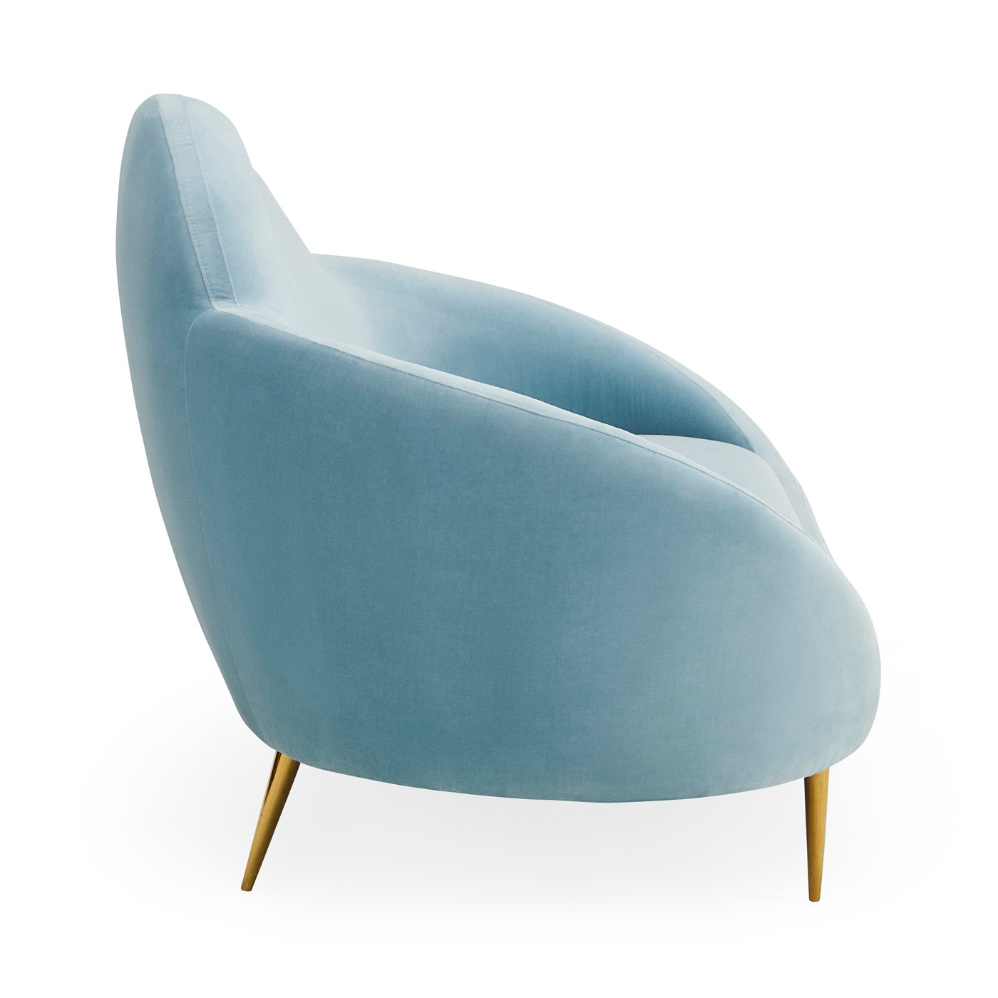 ether cloud settee rialto sky velvet - side view