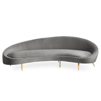 ether curved sofa bergamo graphite grey velvet brass feet - front view