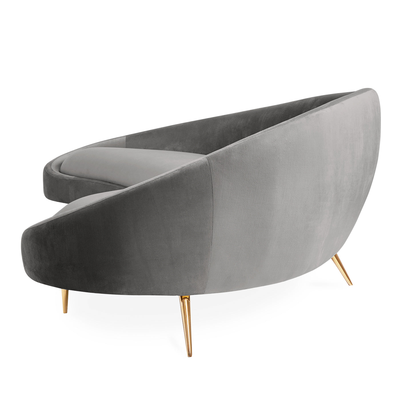 ether curved sofa bergamo graphite grey velvet brass legs - side view