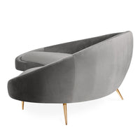 ether curved sofa bergamo graphite grey velvet brass legs - side view